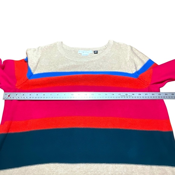 IN EVERY STORY… 100% Cotton Colourful Stripe Oversized Long Sleeve Sweater Sz 1X - Picture 6 of 9